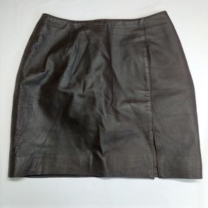 Newport News Leather Skirt Dark Brown Size 10